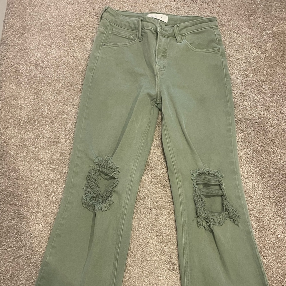Stylish Light Olive Straight Leg Jeans for Women